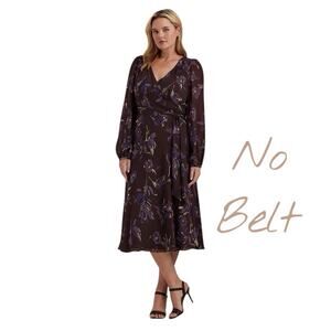 $195 Lauren Ralph Lauren Women's Plus Size Floral Empire-Waist Dress Size 22W